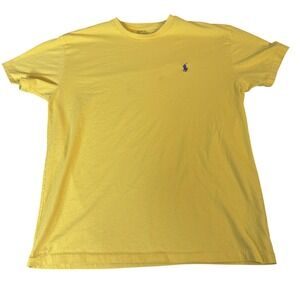 Ralph Lauren Shirt Mens Small Yellow Crewneck Pony Logo Tee Solid Casual